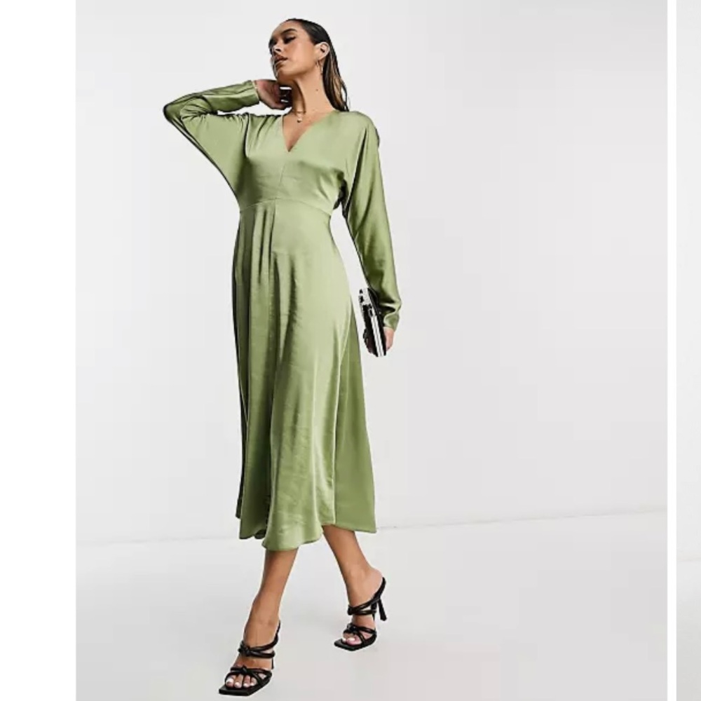 NWT ASOS design satin v neck dress